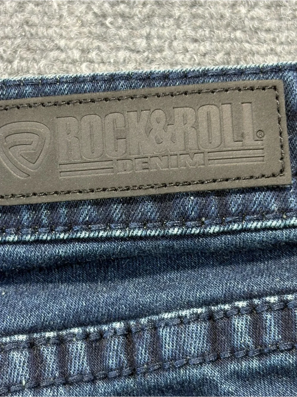 Rock & Roll Denim Woman's Jeans Size 26/34 Flare Bell Bottom Mid Rise Dark Wash